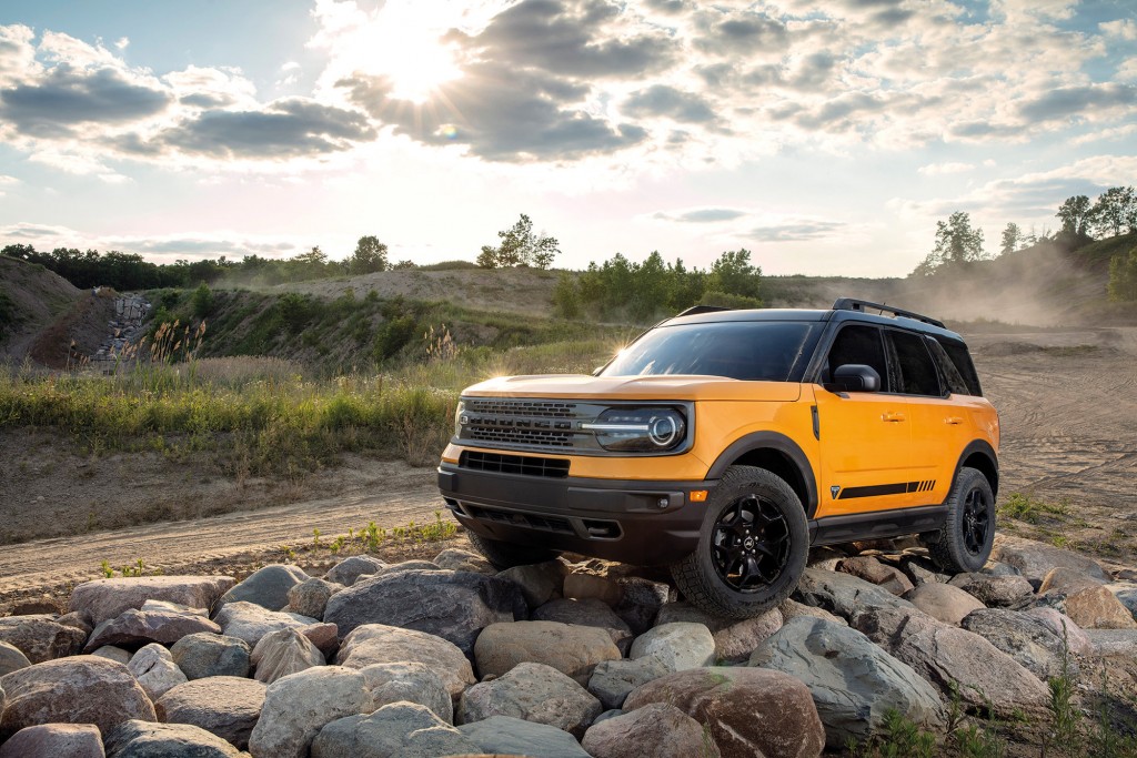 The all-new Bronco Sport First Edition series in Cyber Orange Metallic Tri-Coat. (Pre-production model pictured.)