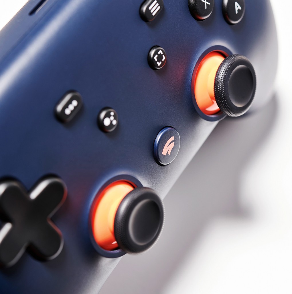 Detail of a Google Stadia video game controller, taken on February 14, 2020. (Photo by Neil Godwin/T3 Magazine)