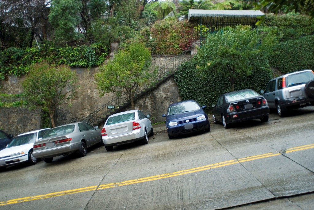 cars parked on a steep hill in san francisco