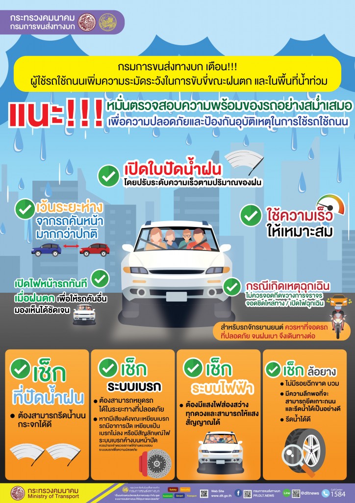 แนะนำให้ผู้ขับขี่รถเพิ่มความระมัดระวังใ