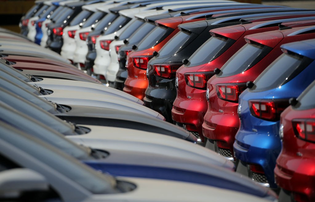LIANYUNGANG, CHINA - MARCH 31: Domestic vehicles wait for shipment at Lianyungang port on March 31, 2019 in Lianyungang, Jiangsu Province of China. According to the National Bureau of Statistics (NBS) on Sunday, China‘s manufacturing Purchasing Managers‘ Index (PMI) in March reaches 50.5%, up from 49.2% in February. (Photo by Wang Jianmin/VCG via Getty Images)